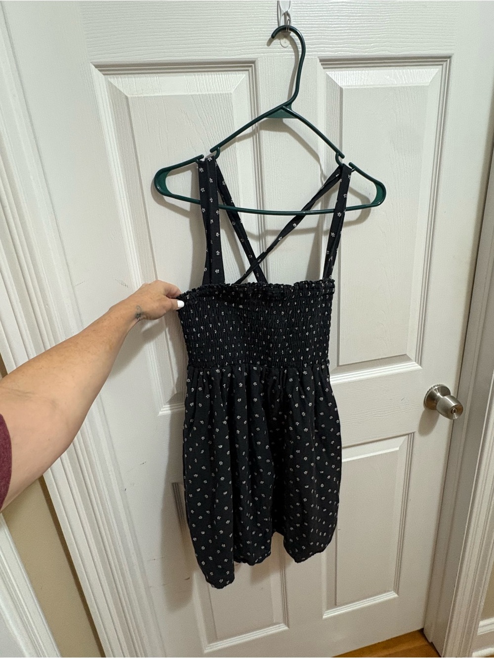 Black Printed Smocked Sundress